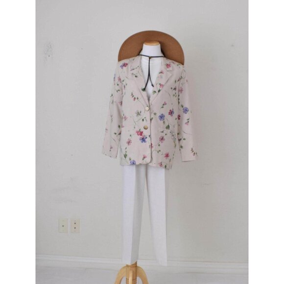 Vintage 90s Floral Lightweight Blazer by Alfred Dunner Petite | size‎ 12 - Picture 9 of 10